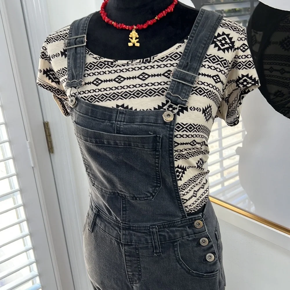 Arizona Black Denim Overalls, Size XS